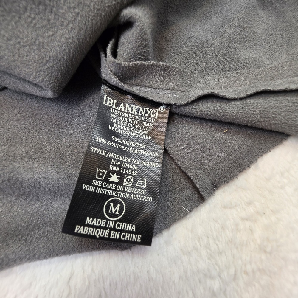 Blank NYC Gray Moto Jacket Knit Drape Collar Asymmetrical Zip Women's Medium - Picture 8 of 12